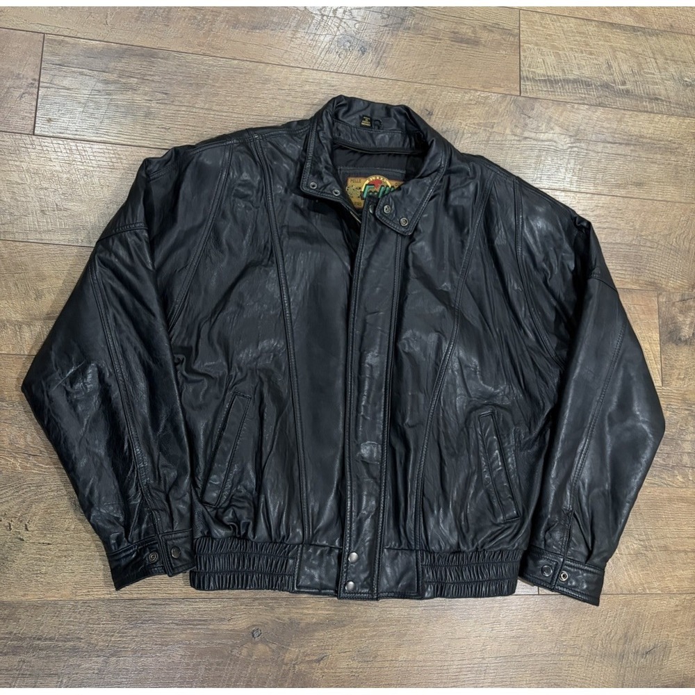 Vintage 90s G-III Leather Jacket Biker Full‎ Zip Bomber Black XL